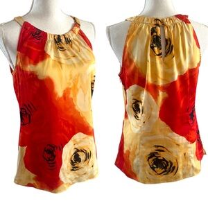 White House Black Market Floral Keyhole Top